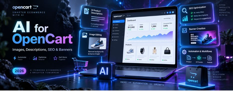 AI для OpenCart: як штучний інтелект допомагає створювати фото, описи, SEO та банери